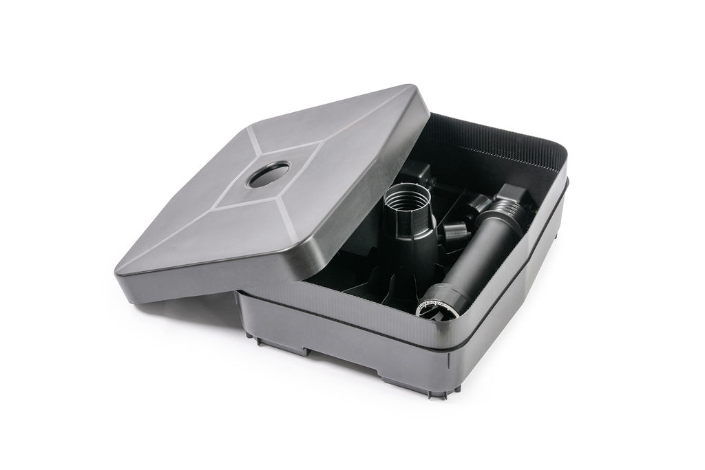 Sand fillable base with components
